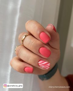 Matte Pink Nails With Design