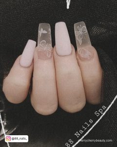 Milky White Butterfly Nails