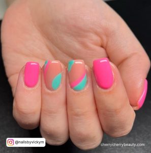 Mint Green And Pink Nail Designs