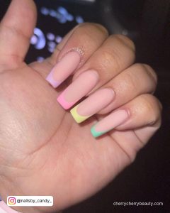Multi Colored French Tip Acrylic Nails