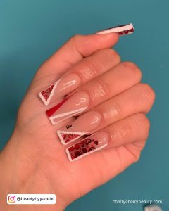 Nail Acrylic Powder In Red And White