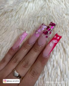 Nail Acrylics With Pattern On Tips