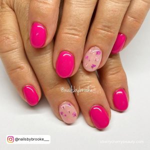 Nail Art Bright Pink With Butterflies