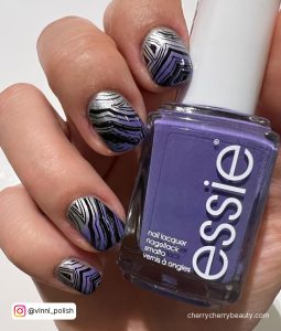 Nail Art Designs Purple And Silver For Short Length