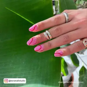 Nail Art With Red And Pink