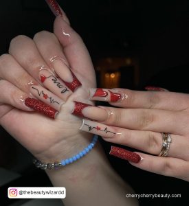 Nail Designs Acrylic In Red And Black