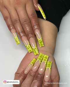 Nails Acrylic With Yellow Tips