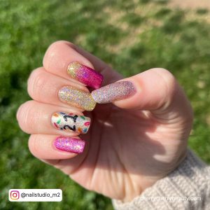 Nails For 21St Birthday Short With Glitter