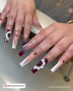 Natural Acrylic Nails With Flowers