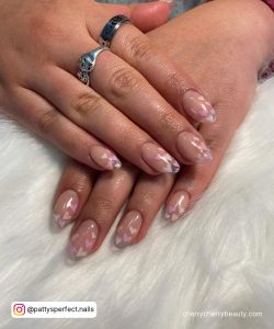 Natural Looking Acrylic Nails Almond Shape Over White Fur