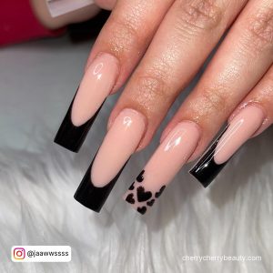 Natural Nails With Acrylic Design In Black