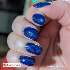 Navy And Silver Nail Ideas In Almond Shape