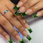 Neon Green And Black French Tip Nails