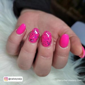 Neon Pink Nails Short