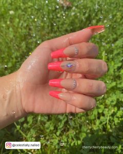 Neon Pink Tip Nails