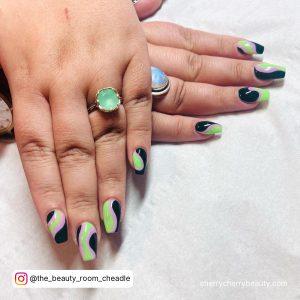 Neon Summer Acrylic Nails On White Clothe