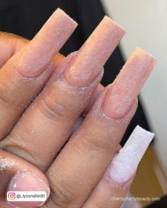Nude Acrylic Long Square Nails