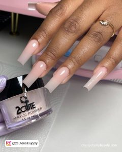Nude Acrylic Nails In Coffin Shape