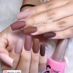 Nude Coffin Acrylic Fall Nails Over White Fur