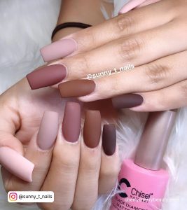 Nude Coffin Acrylic Fall Nails Over White Fur