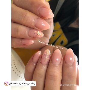 Nude Nails With Pink Design