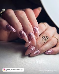 Ombre Pink Glitter Nails
