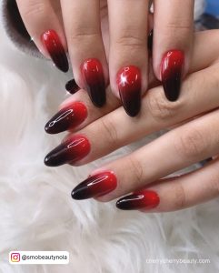 Ombre Red And Black Nails