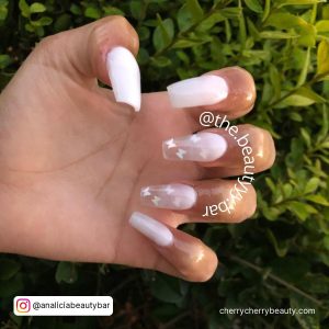 Ombre White Nail Ideas With Butterflies