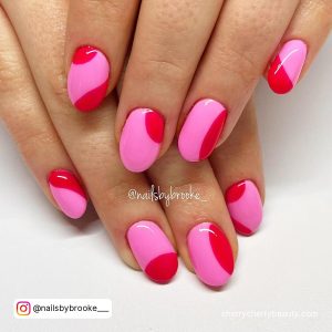 Orange And Pink Nail Ideas In Almond Shape