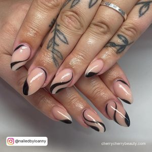 Oval Nail Designs With Black Lines