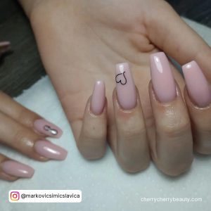 Pastel Pink Ballerina Nails With A Heart