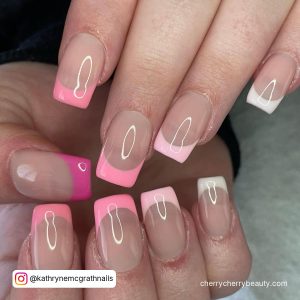 Pastel Pink French Nails With Clear Base Coat