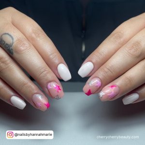 Pastel Pink Nail Art With Stars