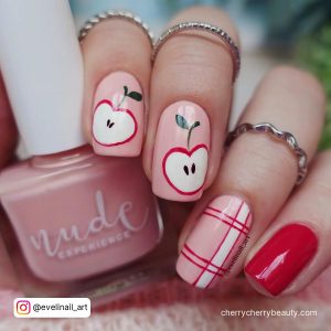Pastel Pink Nail Color With Apples