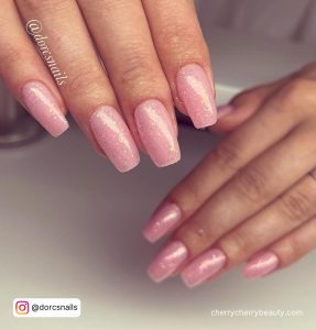 Pastel Pink Nail Polish With Shimmer