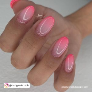 Pastel Pink Ombre Nails With Glitter