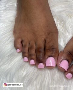 Pink Acrylic Toe Nails In Square Shape