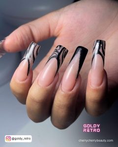 Pink And Black Acrylic Nails