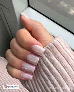 Pink And Chrome Nails In Square Shape