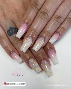 Pink And Gold Acrylic Nails
