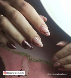 Pink And Gold Chrome Nails