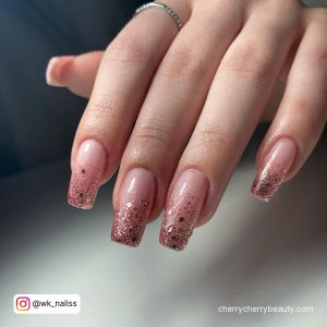 Pink And Gold Glitter Nails