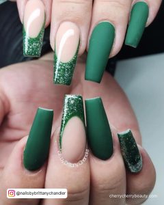 Pink And Green Coffin Nails
