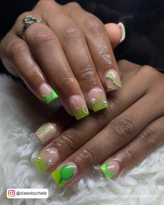 Pink And Green Gel Nails