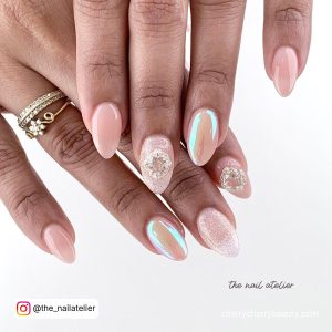 Pink And Nude Chrome Nails