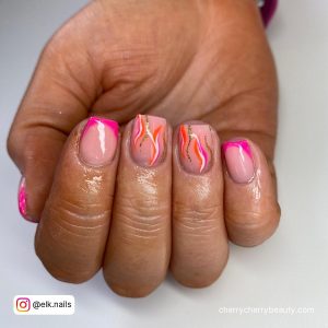 Pink And Orange French Tip Nails