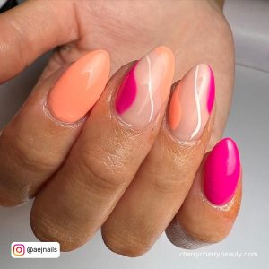 Pink And Orange Summer Nails