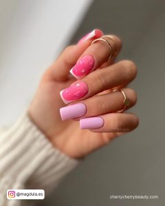 Pink And Purple Nails Pastel In Square Shape