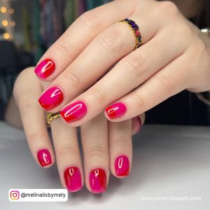 Pink And Red Gel Nails