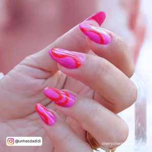 Pink And Red Nail Art